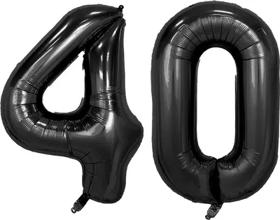Produktbild von Folienballon Set Nummer 40, Schwarz Bunt bepunktet , 100 cm, für Heliumbefüllung