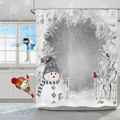 Produktbild von Winterlicher Duschvorhang mit Schneemannmotiv