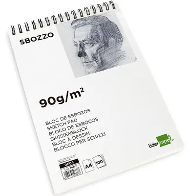 Produktbild von Zeichenblock LIDERPAPEL Skizzen Spiralbindung DIN A4 210 x 297 mm 100 Blatt 90 g