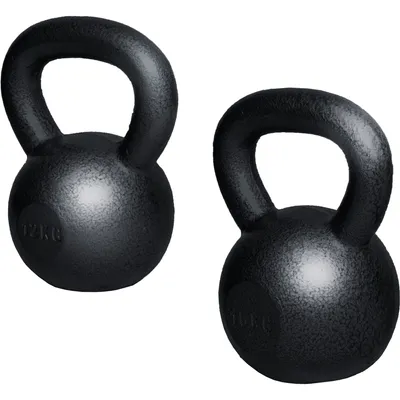 Produktbild von GORILLA SPORTS® Kettlebell - 28kg Set, 12kg + 16kg Gewichte, Gusseisen, Bodenschonend, Schwarz - Kugelhantel, Schwunghantel, Kugelgewicht, Rundgewicht, Krafttraining