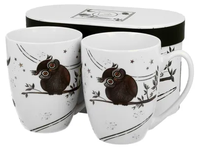 Obrázek produktu pro Charming Owls 2x hrnek 300ml 2 osoby sovy porcelán čaj káva cappuccino