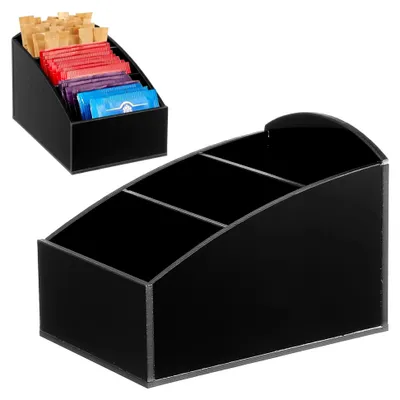 Produktbild von Acryl Aufbewahrungsbox für Teebeutel mit 3 Fächern für Tee, Kaffee und Zuckerbeutel