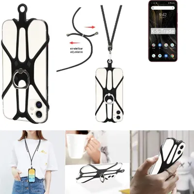 Produktbild von K-S-Trade 3in1 Handykette Handyband Handykordel Halsband Smartphone-Ring Handy-Ring kompatibel mit UMIDIGI Power 3 Fingerhalterung Handyring