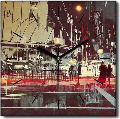 Produktbild von Coloray Uhr auf Leinwand 30x30 cm Wand Uhr Dekoration Wohnzimmer Segeltuch schwarze Hände -Architekturlandschaft.