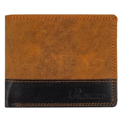 Produktbild von Herren Echtleder Portemonnaie Geldbörse – in elegantem Braun / Schwarz Design Querformat