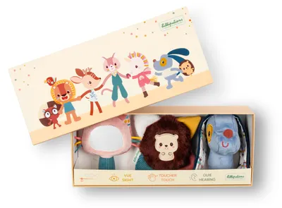 Productafbeelding van Lilliputiens sensorisch speelgoedset Jules - stoffen rammelaars voor baby's