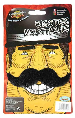 Productafbeelding van FIESTAS GUIRCA | Zwarte snor - Kostuumaccessoire voor heren - Ideaal voor cowboyfeesten, de 19e eeuw, Halloween en carnaval - Snor en