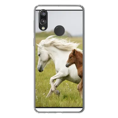 Produktbild von MuchoWow® Handyhülle Schutzhülle Hülle für Huawei P20 Lite (2020) Pferde - Tiere - Gras Silikon Softcase Handy Hülle - Kartenhalter