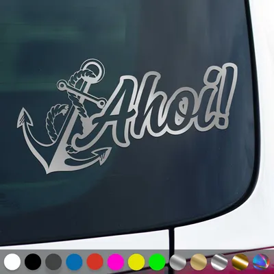 Produktbild von PantherPixel Ahoi Aufkleber Anker Seemannsgruß Moin Nordsee Ostsee Sticker Auto Geschenkidee Farbe Silber