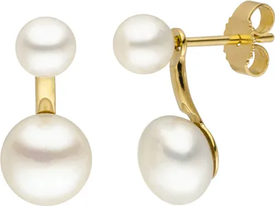 Produktbild von Ohrstecker aus 585 Gold Gelbgold 4 Süßwasser Perlen 2-teilig Ohrringe Ohrschmuck