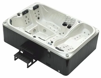Produktbild von Casa Padrino Luxus Outdoor Jacuzzi Weiß / Schwarz 320 cm - Garten Whirlpool