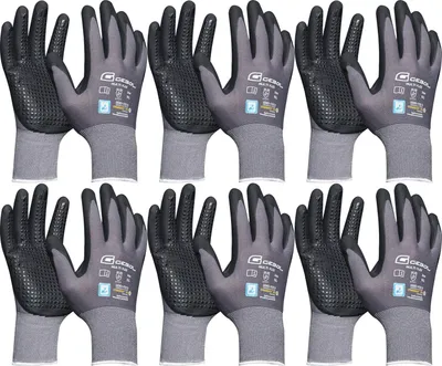 Produktbild von vasalat Handschuhe mit Noppen - Montagehandschuhe Gr 11 - Gebol Arbeitshandschuhe Multiflex robust und atmungsaktiv - 6 Paar