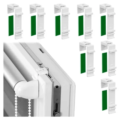 Produktbild von 8 Stück grüne Klebehalterung ohne Bohren - Lange Klemmhalter für Doppelrollo und Plisseerollo | Ersatzzubehör für Faltrollo und Jalousien