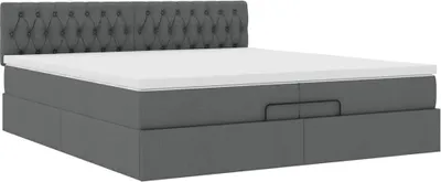 Produktbild von Ottoman-Bett mit Matratze Dunkelgrau 200x200 cm Stoff