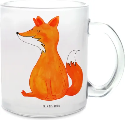 Produktbild von Mr. & Mrs. Panda Pott Einhorn Wunsch - Transparent - Geschenk, Fuchs, Unicorns, Füchse, Tee Tasse, Teeglas, Teetasse, Häferl, Unicorn, Einhörner, Fuchshörnchen, Trinkglas