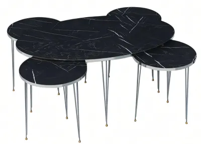 Image de Table basse moderne en bois noir avec tables d'appoint