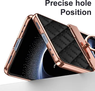 Produktbild von Hülle für Samsung Galaxy Z Flip7 mit Ringhalterung, Luxus Glitzer Bling Überzug Scharnierschutz Handyhülle Schwarz