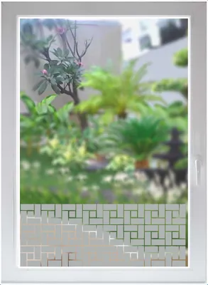 Produktbild von INDIGOS UG Glasdekorfolie - Dekorationsfolie silber matt - Blickdichte Fensterfolie - Quadrangles satin opaque - 1350mm breit x 500mm hoch