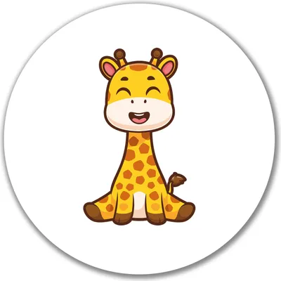 Produktbild von Huuraa Aufkleber Giraffe Comic 10cm rund Sticker Geschenkidee