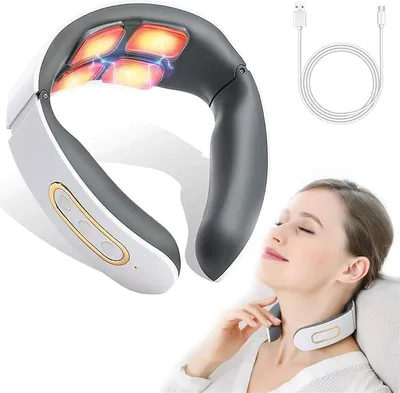 Produktbild von Kabelloses Nackenmassagegerät, 4-Kopf-Pulsmassage mit Heizfunktion, 6 Modi & 9 Intensitäten, tragbar für gezielte Massage zu Hause & Büro