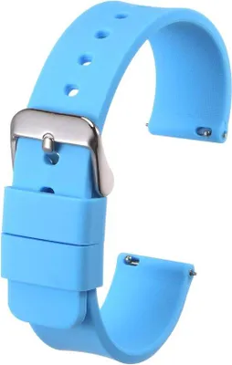 Immagine prodotto di Cinturino in gomma da 16 mm - Leggero e morbido - Cinturino di ricambio con chiusura in acciaio inossidabile - Cinturino - Uomo e donna - Azzurro