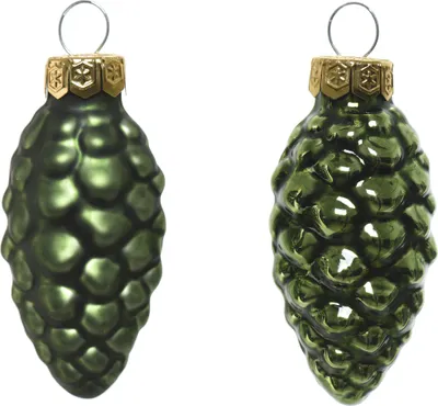 Produktbild von Christbaumschmuck Zapfen 6cm Glas 12 Stück - Piniengrün