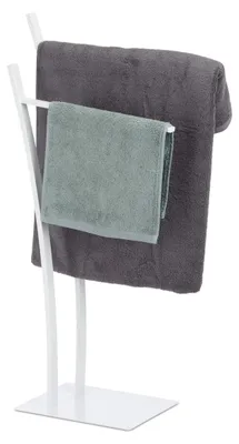 Handtuchständer mit 2 Stangen, Weiß, 88 x 43 x 24 cm