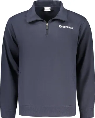 Image de Pull bleu pour homme avec poches et demi-fermeture éclair