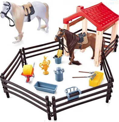 Produktbild von Pferd 2 Stück mit Zaun 14 cm