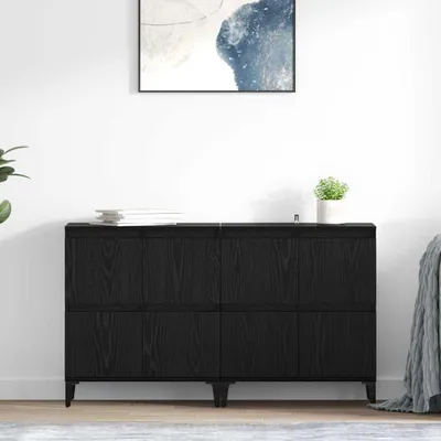 Zdjęcie produktu dla vidaXL Komody boczne, 2 sztuki, czarny kolor, imitacja dębu, wymiary: 60 x 35 x 70 cm