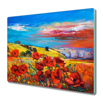 Produktbild von Coloray Hackbrett Herdabdeckplatte 60x52 cm Küchenbrett Kochplattenabdeckung Schneidebrett - Blumen Himmel