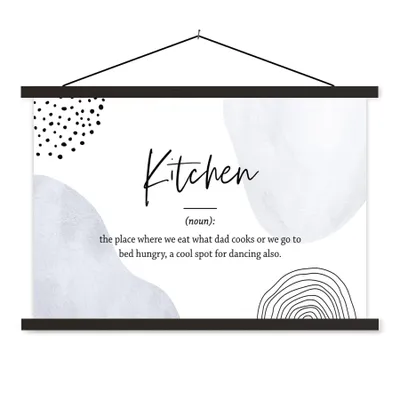 Produktbild von MuchoWow® Textilposter Sprichwörter - Küche - Papa - Zitate - Definition Küche 90x60 cm mit schwarzem Rahmen - Aufhängungssatz