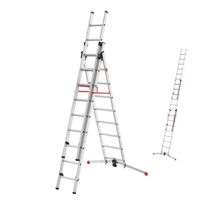A multi-purpose ladder is shown in two configurations against a white background.