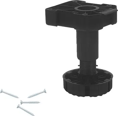 Immagine prodotto di Gamba per mobili 125 mm regolabile in altezza 115-143 mm plastica nera