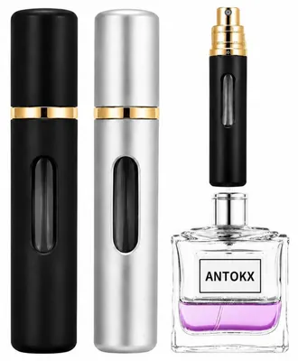 Produktbild von Parfümzerstäuber Nachfüllbar 8ml 2er-Set Schwarz & Silber Reise Mini Sprühflasche für Damen und Herren