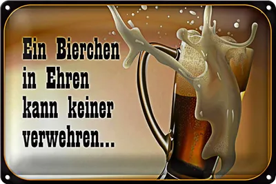 Produktbild von Blechschild Spruch 18x12cm Bierchen Ehren keine verwehren