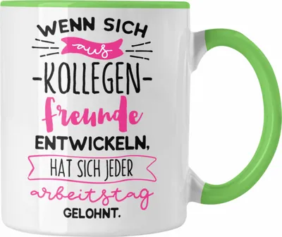 Produktbild von Trendation - Kollegen Tasse Geschenk Beste Kollegin Kollege Wenn Aus Kollegen Freunde Werden (Grün)