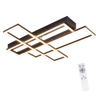 Produktbild von ZMH Deckenlampe LED Deckenleuchte Wohnzimmer 54W Schwarz Dimmbar Schlafzimmerlampe Modern mit Fernbedienung  Flur Rechteckig Deckenleuchten