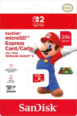 Produktbild von Nintendo microSD EXPRESS Card 256 GB für Nintendo Switch 2, Mario Design, Rot, offiziell lizenziert