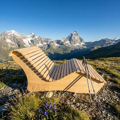 Produktbild von Holzliege Waldsofa Wellenliege Relaxliege "Sigi" Gartenliege Massivholz Fichte abgeschrägt 100cm Himmelsliege