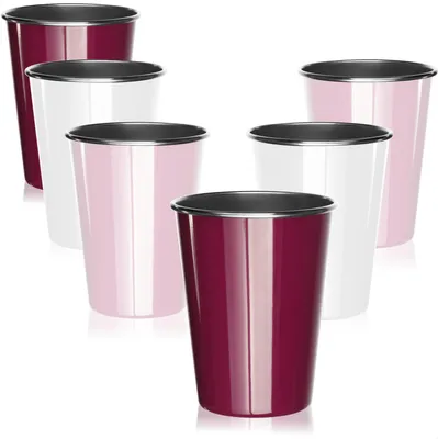 Produktbild von com-four® 6x hochwertiger Edelstahl-Trinkbecher in Weiß, Pink und Lila je 350 ml - perfekter Begleiter für Garten, Camping, Outdoor & Reisen - robust, bruchsicher, rostfrei & BPA-frei