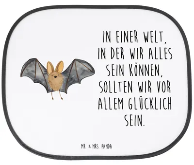 Produktbild von Mr. & Mrs. Panda Autoscheiben Sonnenschutz Fledermaus Flügel - Weiß - Geschenk, auto hitzeschutz, Sonnenblende, Fenster, Lustige Sprüche