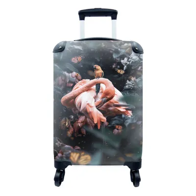 Produktbild von MuchoWow® Koffer Handgepäck Trolley Rollkoffer Kleine Reisekoffer mit 4 Rollen - Flamingo - Schmetterling - Vogel - Dschungel - Cabin Size < 55x40x23 cm & 55x40x20 cm - Fotokoffer - Kabinenkoffer - Boardgepäck - Reise-Box - Reisekoffer - Reisegepäck - Koffer mit Bild - Trolley für Kinder