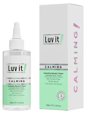 Produktbild von Luv it! Centella Toner Calming – Gesichtswasser mit 40% Centella Water, 3% Panthenol & 2.5% Green Tea – Beruhigendes Gesichtstonikum für ölige, unreine & sensible Haut, 200ml