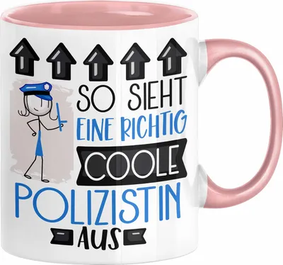 Produktbild von Polizistin Geschenk Tasse Geschenkidee für Polizistin Geburtstag Weihnachten Spruch So Sieht Eine Richtig Coole Polizistin Aus Kaffee-Becher  (Rosa)