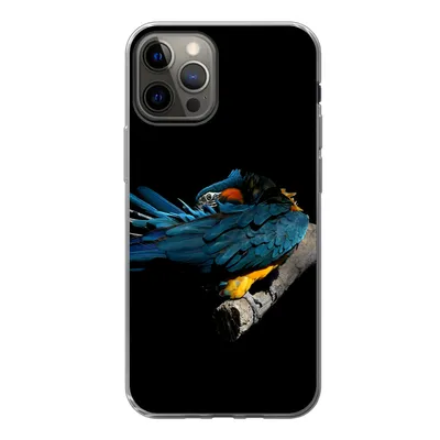 Produktbild von MuchoWow® Handyhülle Schutzhülle Hülle für iPhone 13 Pro Vogel - Federn - Zweig - Schwarz Silikon Softcase Handy Hülle - Handy-Tasche
