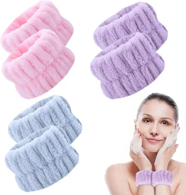 Obrázok produktu pre Mäkké utierky z mikrovlákna, 3 páry, elastické náramienky, vhodné na starostlivosť o pleť