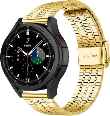 Produktbild von Strap-it Edelstahlarmband - Kompatibel mit Samsung Galaxy Watch 4 Classic Armband 42mm Ersatzarmband Edelstahl - Verstellbarer Verschluss - Hochwertiges Material - für Samsung Galaxy Armband Gold