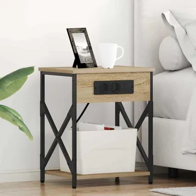 Immagine prodotto di vidaXL Tavolino da notte, 2 pezzi, effetto legno Sonoma, 41 x 31 x 51 cm, materiale composito di legno
