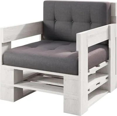 Produktbild von Lermowood Palettenmöbel Mp Sessel 80 x 80 x 40 cm Weiß | Europaletten Indoor und Outdoor Lounge Gartenmöbel Holz Gartenmöbel Set Lounge Möbel Terrasse Balkon Loft Stil Paletten